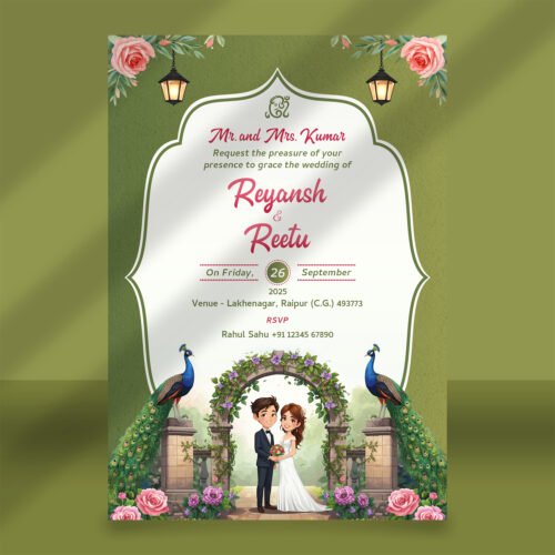 Editable Indian Wedding Invitation Template (PSD, CDR, Canva)