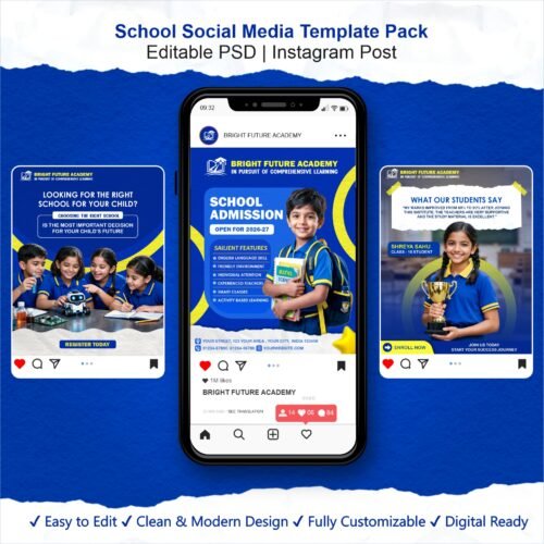 school admission social media templates PSD