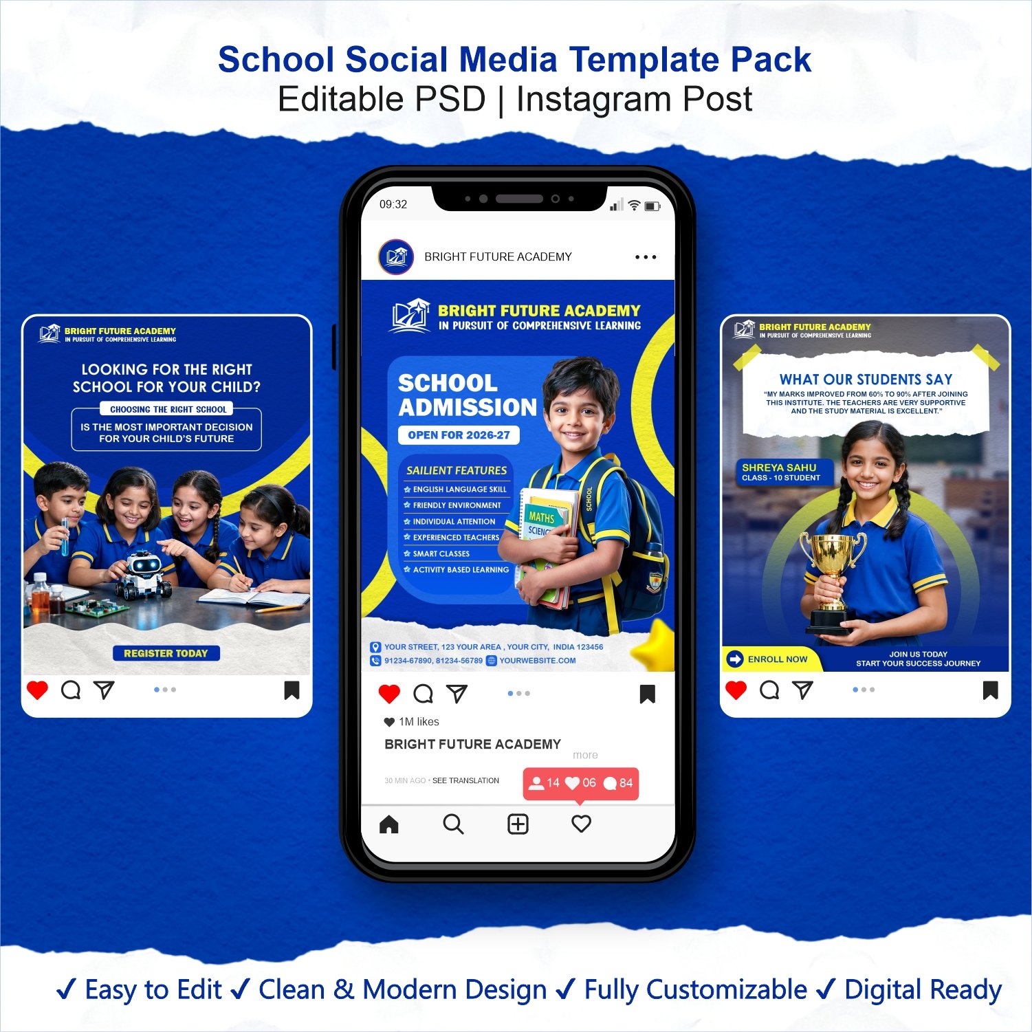 school admission social media templates PSD